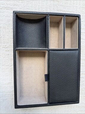 Black Faux Leather Jewelry Organizer Tray by